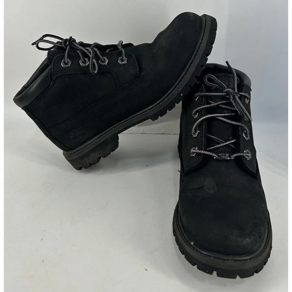 Timberland Nellie Waterproof Chukka Boots Black Nubuck Women's Size 6.5M‎
